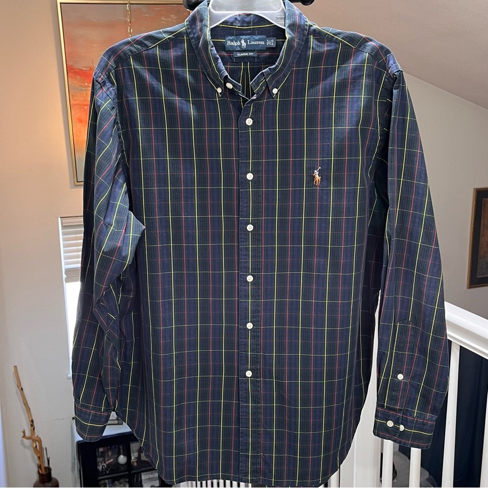 🔥Ralph Lauren🔥 Mens Classic Fit 100% Cotton Button Down Shirt  Neck Size 17.5”